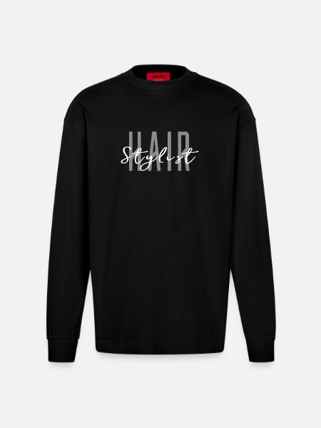 Coiffeur Coiffeur - Salon professionnel - Manches longues bio épais oversize fabriqué en UE - SOLID BLACK