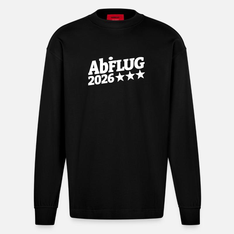 Abi Abflug 2026 Sternenpfad | Durchstarten - Heavyweight Oversized Organic Langarmshirt Made in EU - SOLID BLACK