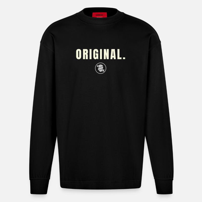 Original. Success Edition - Silver Shield - Heavyweight Oversized Organic Langarmshirt Made in EU - SOLID BLACK