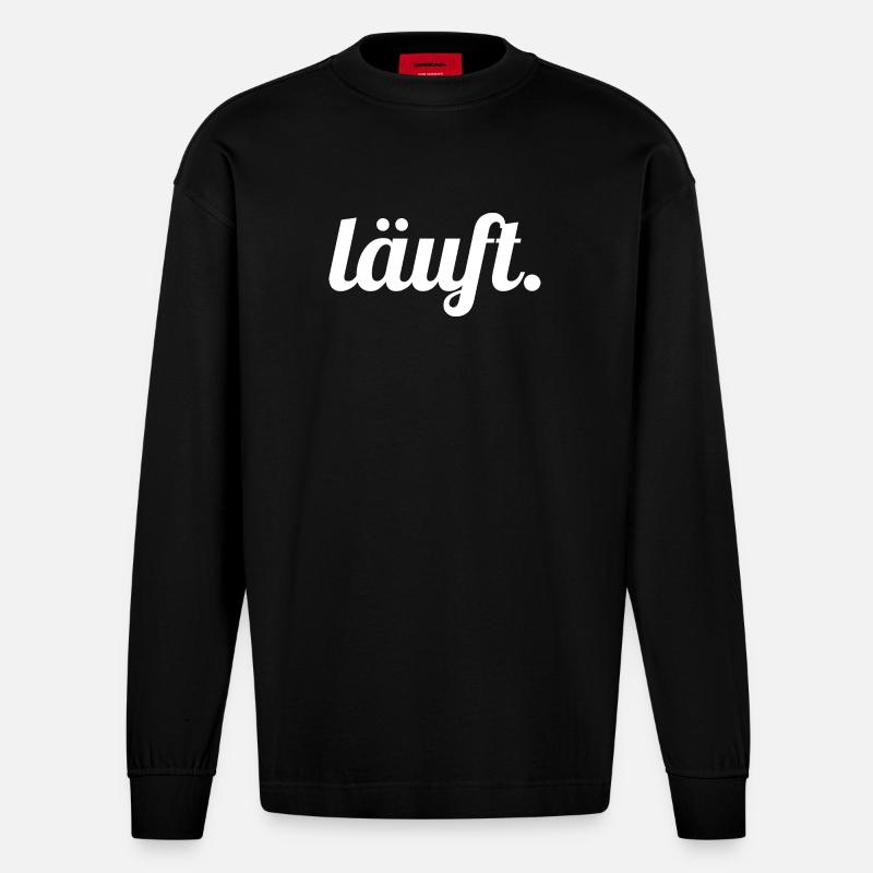 Läuft. Handlettering Script - Heavyweight Oversized Organic Langarmshirt Made in EU - SOLID BLACK