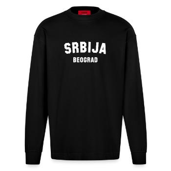 BEOGRAD Belgrade Serbia Serbia - Heavyweight Oversized Organic Longsleeve Shirt Made in EU - SOLID BLACK - Front