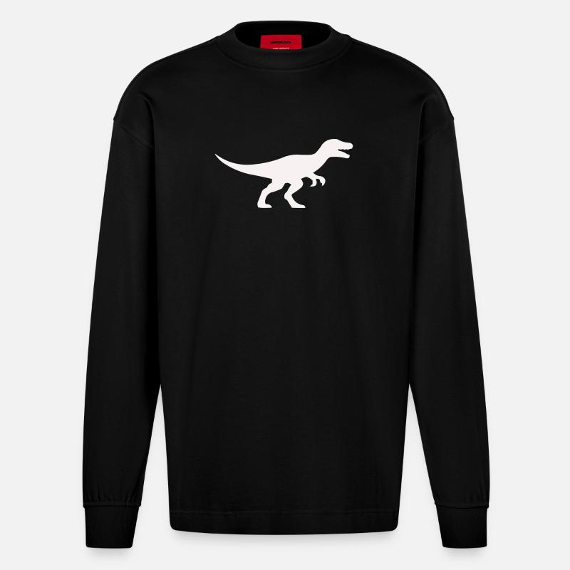Raptor T Rex Silhouette - Heavyweight Oversized Organic Langarmshirt Made in EU - SOLID BLACK