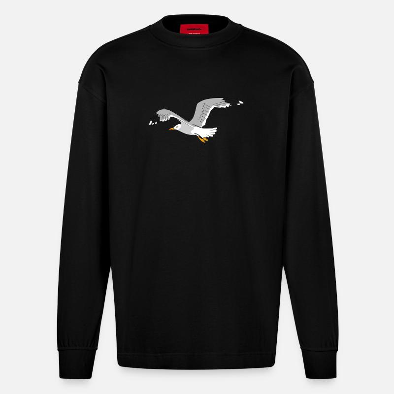 moewe vogel strand - Heavyweight Oversized Organic Langarmshirt Made in EU - SOLID BLACK