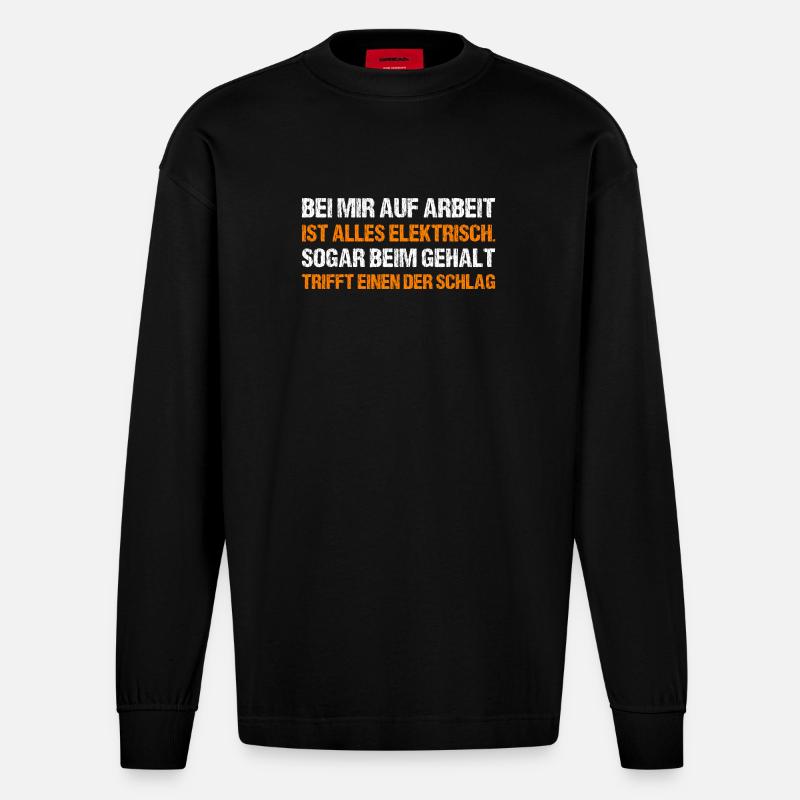 BEI MIR AUF ARBEIT - Heavyweight Oversized Organic Langarmshirt Made in EU - SOLID BLACK