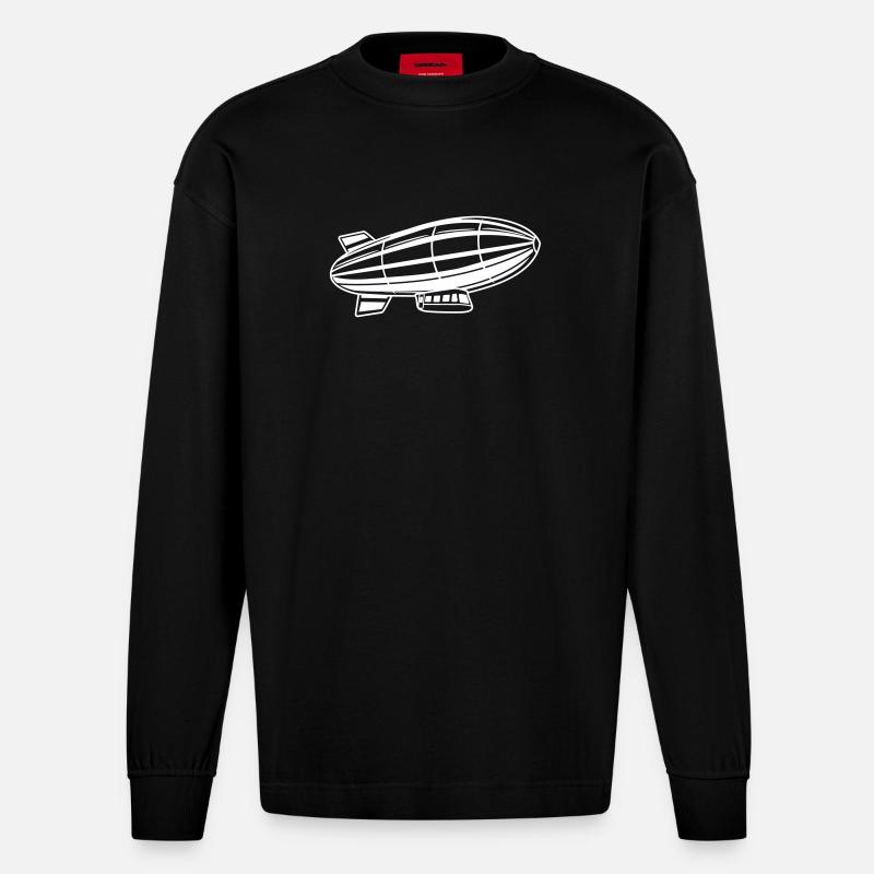 Silhouette de dirigeable Zeppelin - Manches longues bio épais oversize fabriqué en UE - SOLID BLACK
