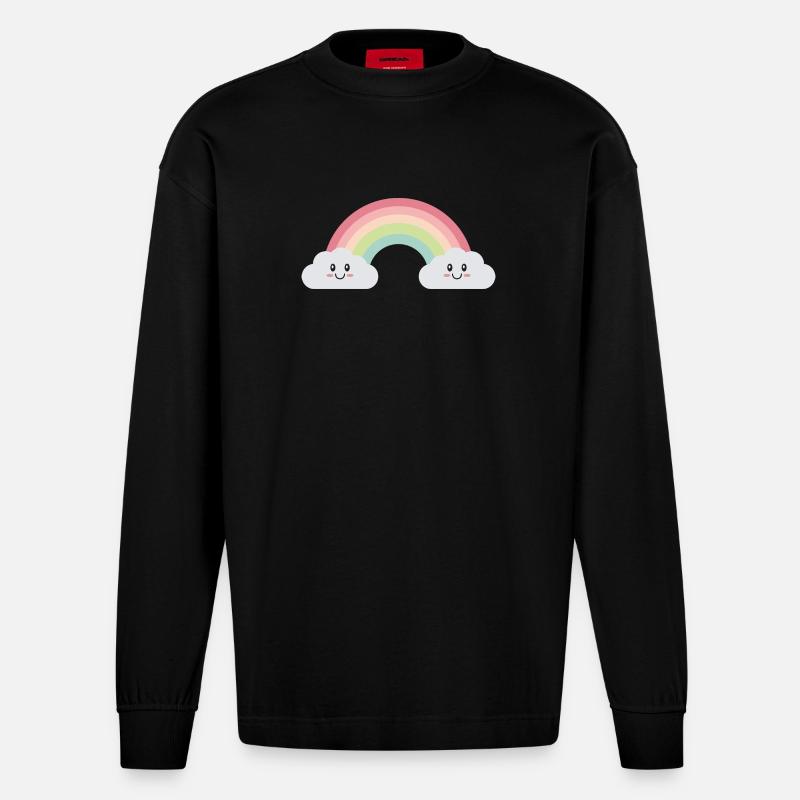 Regenbogenwolken - Heavyweight Oversized Organic Langarmshirt Made in EU - SOLID BLACK