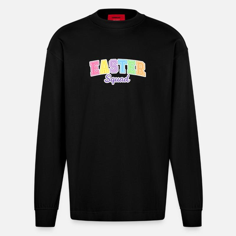 Easter Squad Egg Hunt - Heavyweight Oversized Organic Longsleeve Shirt Made in EU - SOLID BLACK