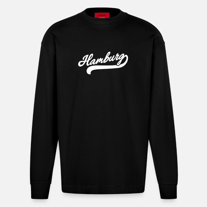 Hamburg Retro - Heavyweight Oversized Organic Langarmshirt Made in EU - SOLID BLACK
