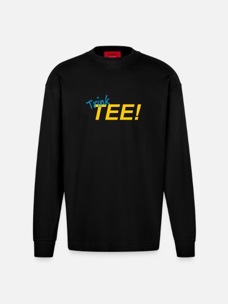 DRINK TEA! - Heavyweight Oversized Organic Longsleeve Shirt Made in EU - SOLID BLACK