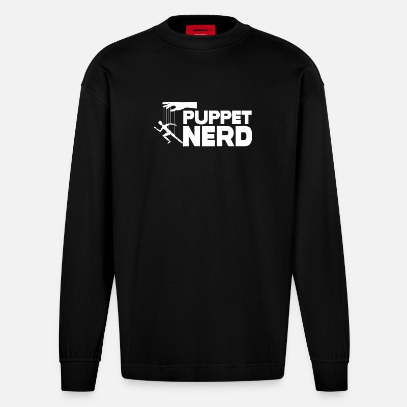 Marionnette de nerds de marionnettes - Manches longues bio épais oversize fabriqué en UE - SOLID BLACK