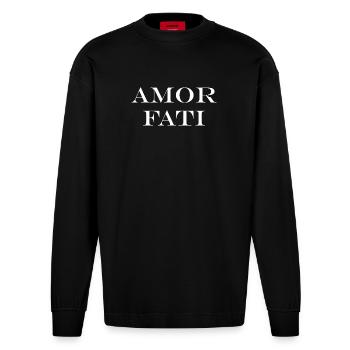Amor Fati T-Shirt - Manches longues bio épais oversize fabriqué en UE - SOLID BLACK - Devant