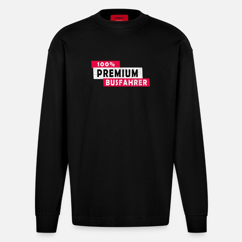 100% Premium Busfahrer Design / Geschenkidee - Heavyweight Oversized Organic Langarmshirt Made in EU - SOLID BLACK