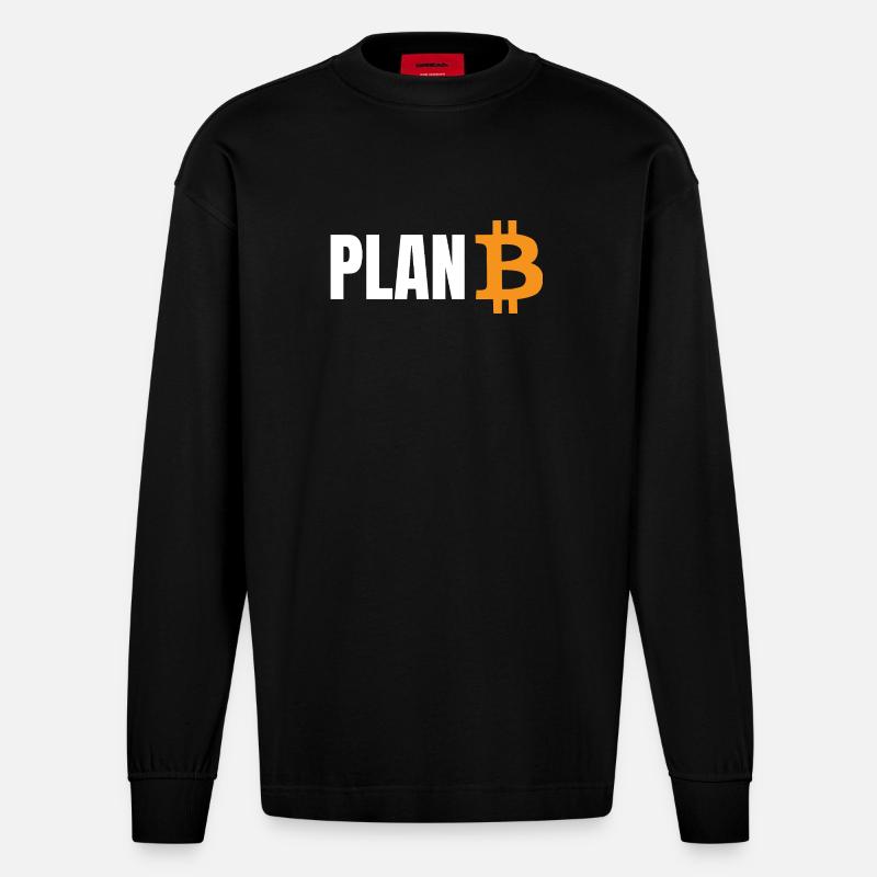 Planifier Bitcoin - Manches longues bio épais oversize fabriqué en UE - SOLID BLACK