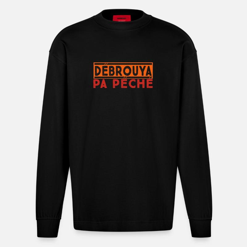 débrouya pa péché proverbe créole - Manches longues bio épais oversize fabriqué en UE - SOLID BLACK