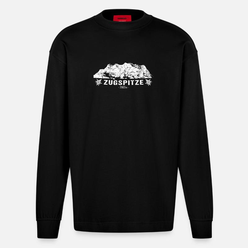Zugspitze - Heavyweight Oversized Organic Langarmshirt Made in EU - SOLID BLACK