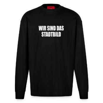 wir sind das stadtbild - Heavyweight Oversized Organic Langarmshirt Made in EU - SOLID BLACK - Vorne