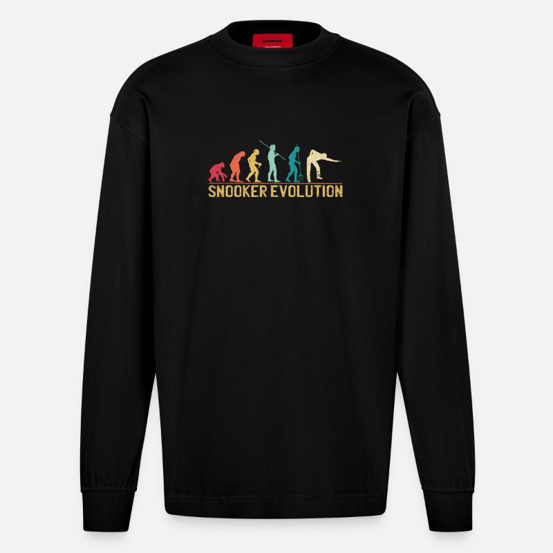 Silhouette de l'évolution du snooker - Manches longues bio épais oversize fabriqué en UE - SOLID BLACK