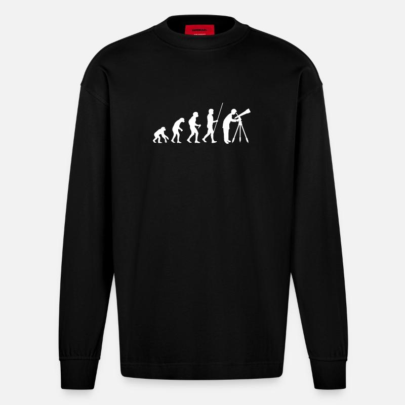 Évolution de l’astronomie - Manches longues bio épais oversize fabriqué en UE - SOLID BLACK