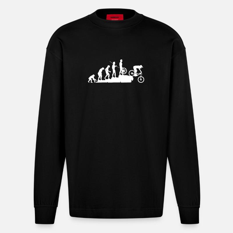 MTB Evolution Downhill edit - Heavyweight Oversized Organic Longsleeve Shirt Made in EU - SOLID BLACK