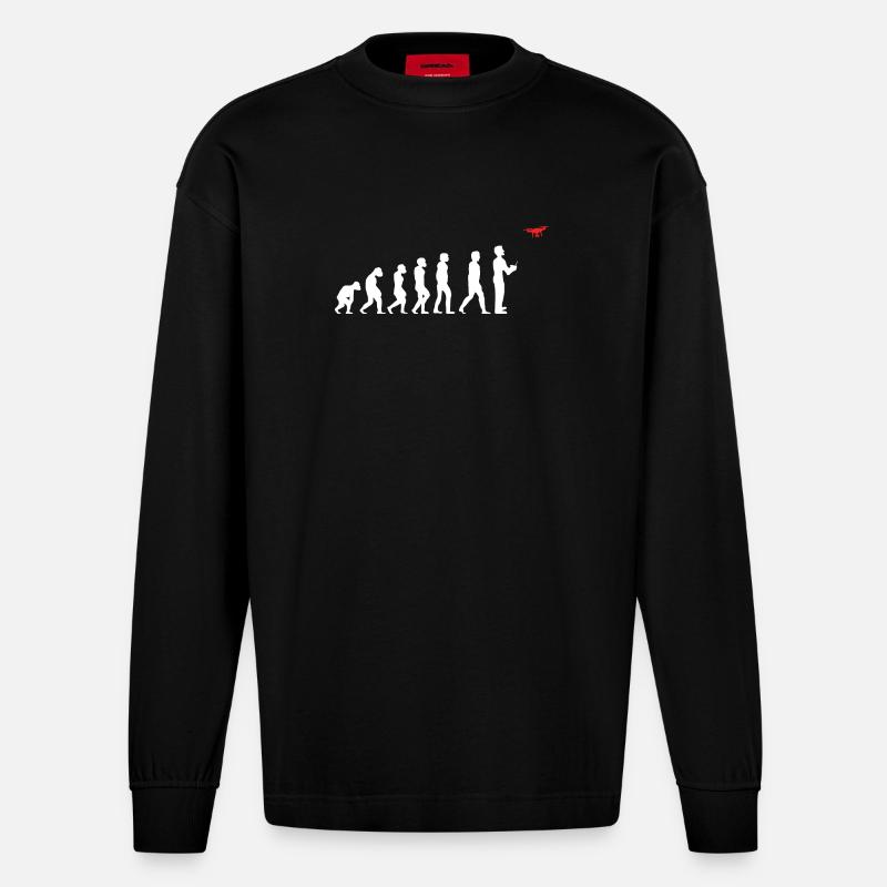 Evolution de l’homme pilote de drone - Manches longues bio épais oversize fabriqué en UE - SOLID BLACK