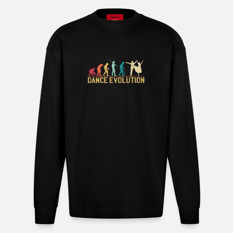 Tanz-Evolution-Silhouette-Design - Heavyweight Oversized Organic Langarmshirt Made in EU - SOLID BLACK