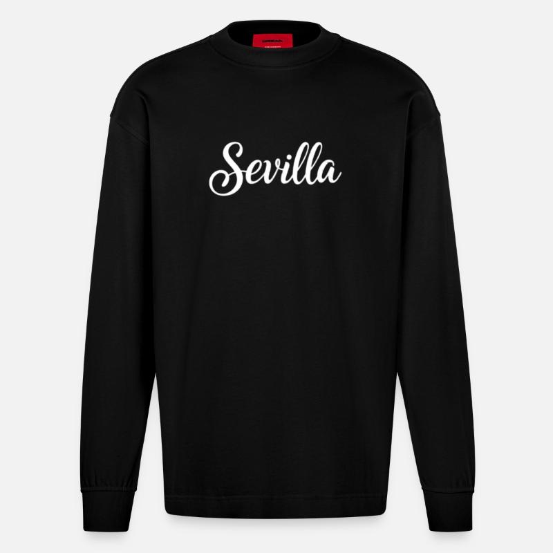 Sevilla Handlettering Script - Heavyweight Oversized Organic Langarmshirt Made in EU - SOLID BLACK