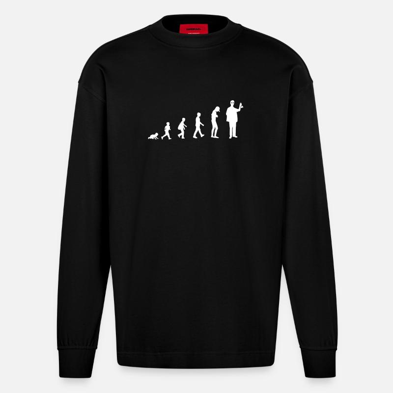 Evolution from baby to chemist - Heavyweight Oversized Organic Longsleeve Shirt Made in EU - SOLID BLACK