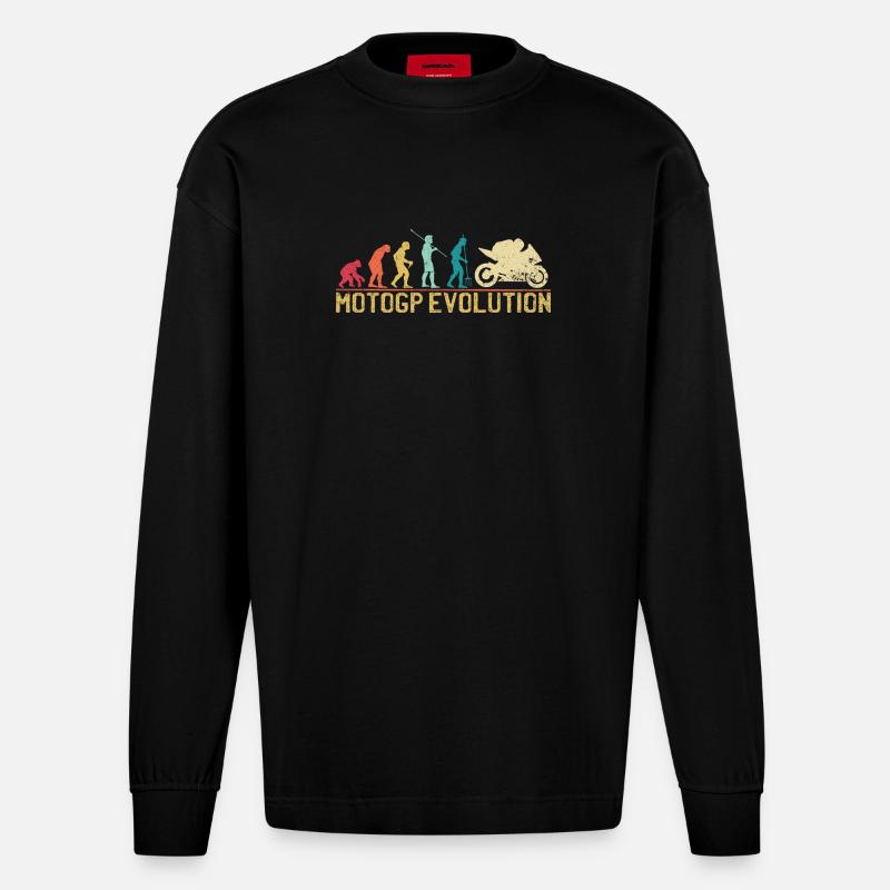 Motocross Evolution Silhouette Design - Heavyweight Oversized Organic Langarmshirt Made in EU - SOLID BLACK