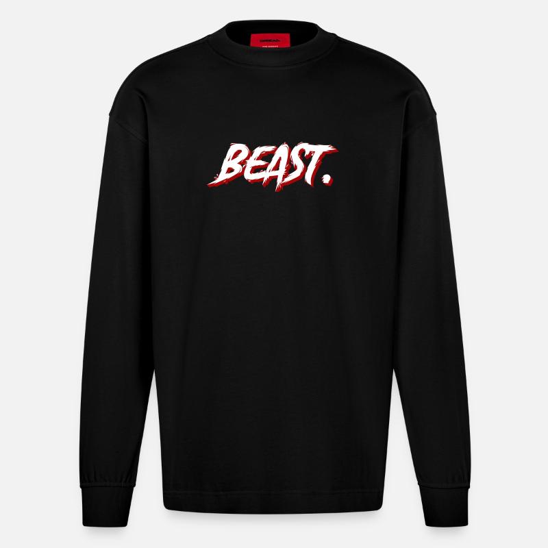 Beast Graffiti Pinseltext - Heavyweight Oversized Organic Langarmshirt Made in EU - SOLID BLACK