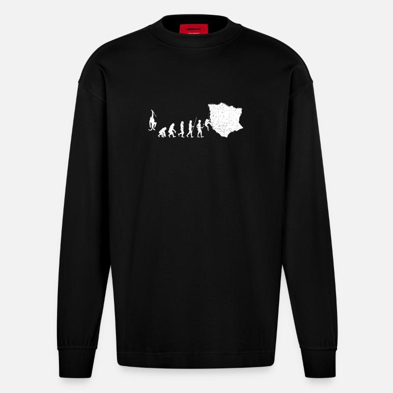 Silhouette de l’évolution à l’aventure - Manches longues bio épais oversize fabriqué en UE - SOLID BLACK