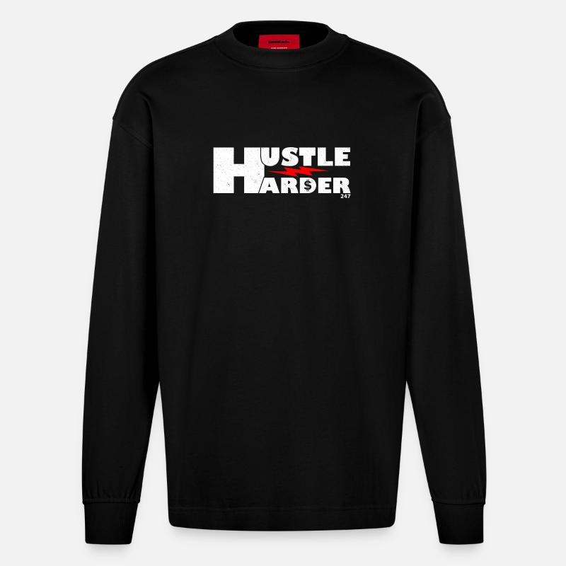 Conception graphique dynamique Bold Lightning - Manches longues bio épais oversize fabriqué en UE - SOLID BLACK