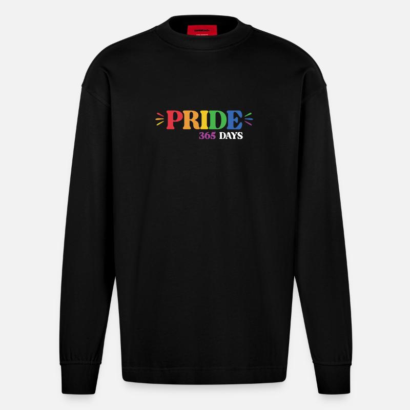 LGBT-Pride-Monat – Pride 365 - Heavyweight Oversized Organic Langarmshirt Made in EU - SOLID BLACK