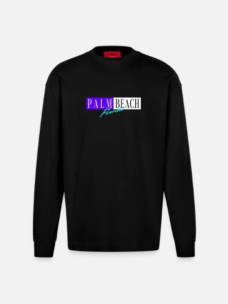 Palm Beach Florida - Heavyweight Oversized Organic Longsleeve Shirt Made in EU - SOLID BLACK