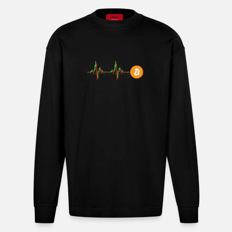 Bitcoin Chart Pattern - Heavyweight Oversized Organic Longsleeve Shirt Made in EU - SOLID BLACK