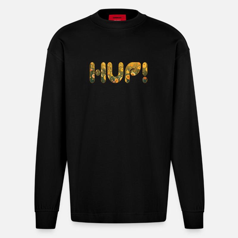 HUP dans le champ de fleurs - Manches longues bio épais oversize fabriqué en UE - SOLID BLACK
