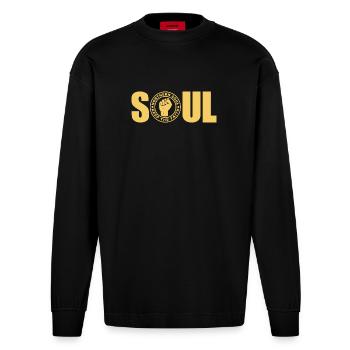 Northern Soul - Keep The Faith - Heavyweight Oversized Organic Longsleeve Shirt Made in EU - SOLID BLACK - Front