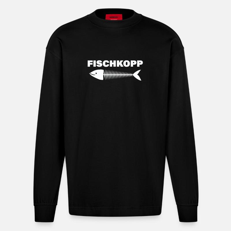 FISCHKOPP - Manches longues bio épais oversize fabriqué en UE - SOLID BLACK