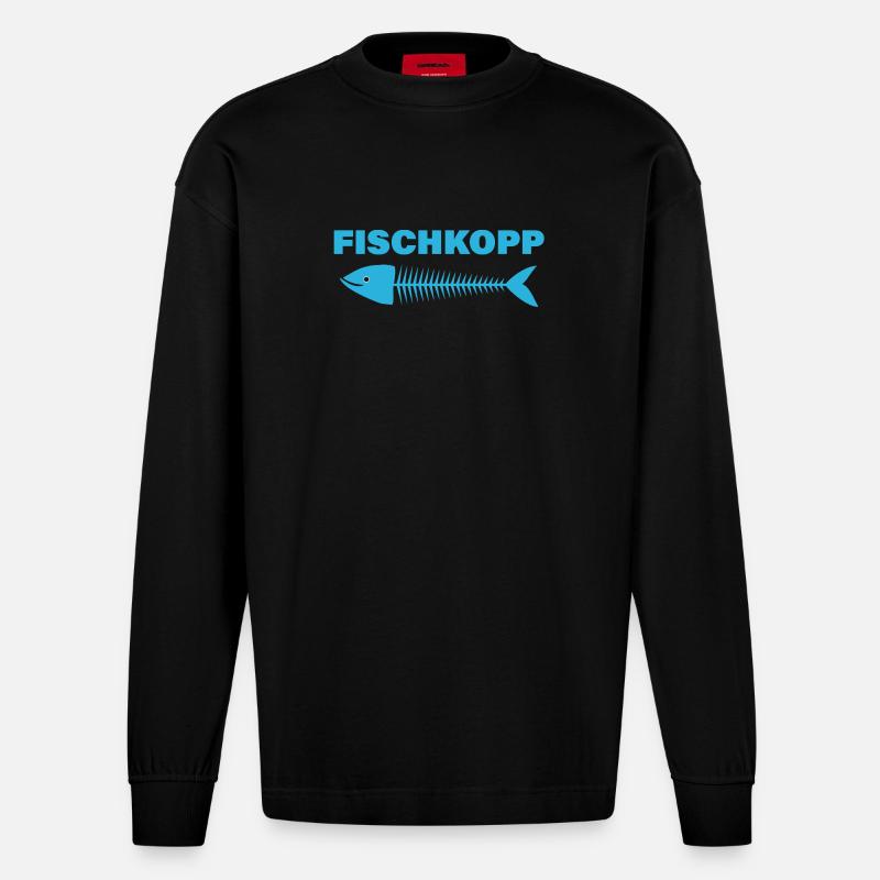 FISCHKOPP - Heavyweight Oversized Organic Langarmshirt Made in EU - SOLID BLACK