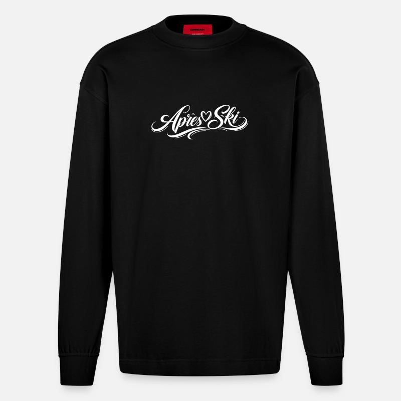 Apres Ski Herz - Heavyweight Oversized Organic Langarmshirt Made in EU - SOLID BLACK