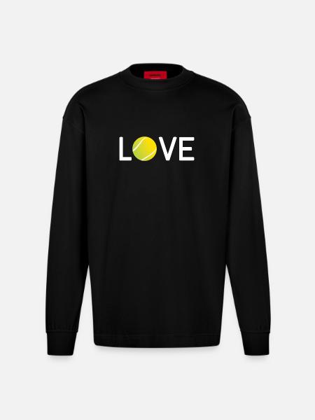 Tennis Lover - Heavyweight Oversized Organic Longsleeve Shirt Made in EU - SOLID BLACK