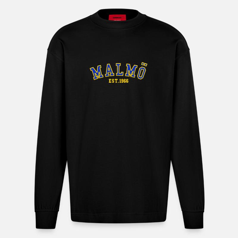 Malmö gegründet 1966 - Heavyweight Oversized Organic Langarmshirt Made in EU - SOLID BLACK