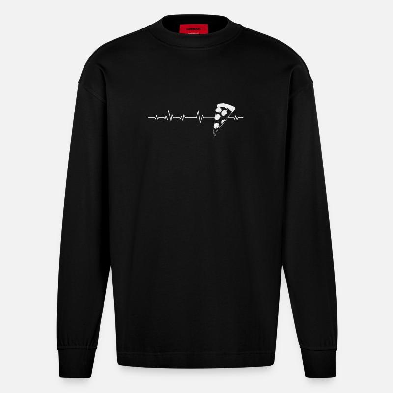 Pizza - Heavyweight Oversized Organic Langarmshirt Made in EU - SOLID BLACK