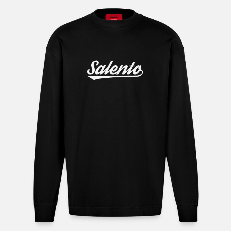 Salento Küsten Script - Heavyweight Oversized Organic Langarmshirt Made in EU - SOLID BLACK