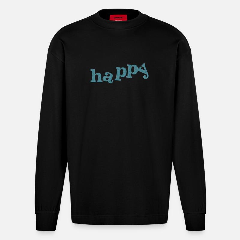 HAPPY - Heavyweight Oversized Organic Langarmshirt Made in EU - SOLID BLACK