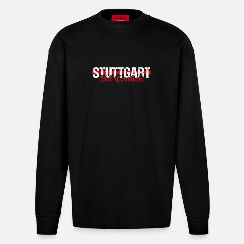 Stuttgart Bad Cannstatt altdeutsch - Heavyweight Oversized Organic Langarmshirt Made in EU - SOLID BLACK