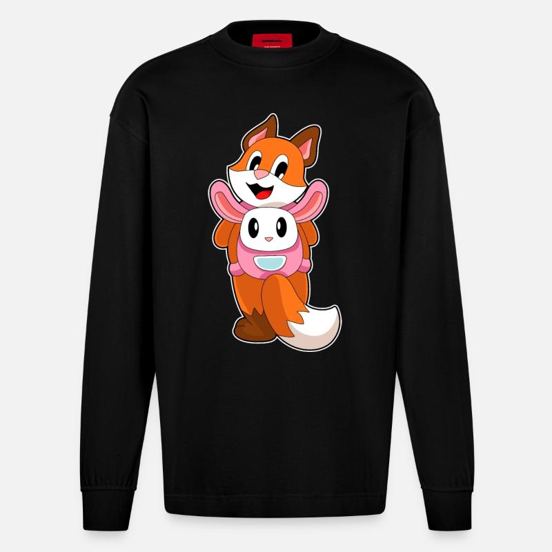 Fox Rabbit Bag - Heavyweight Oversized Organic Longsleeve Shirt Made in EU - SOLID BLACK