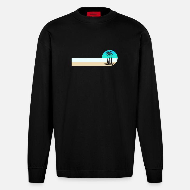 Horizon de la plage - Manches longues bio épais oversize fabriqué en UE - SOLID BLACK