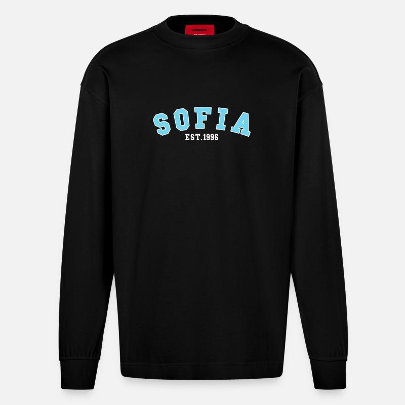 Sofia fondée en 1996 - Manches longues bio épais oversize fabriqué en UE - SOLID BLACK