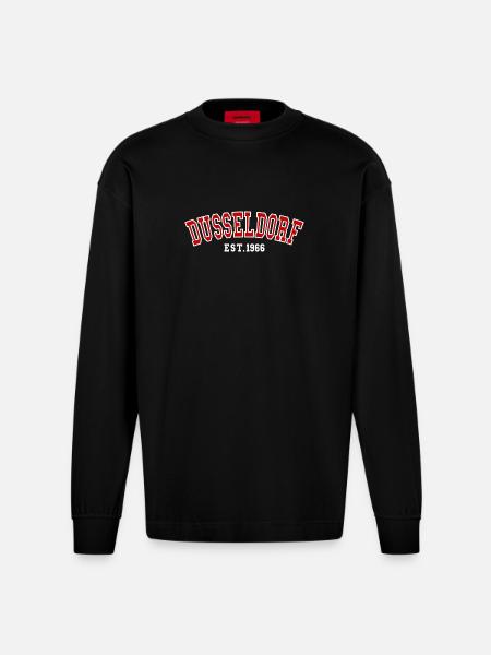 Dusseldorf Est. 1966 - Heavyweight Oversized Organic Longsleeve Shirt Made in EU - SOLID BLACK