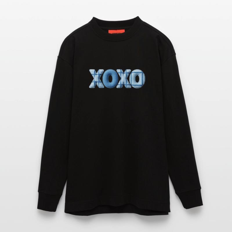 XOXO Patchwork Look mit Stoff Optik Heavyweight Oversized Organic Langarmshirt Made in EU